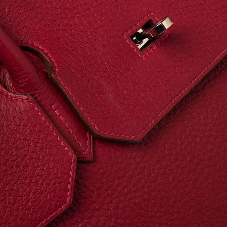 Pre Owned Hermes Rouge Vif Taurillon Clemence Leather Palladium Plated Birkin 40 Bag