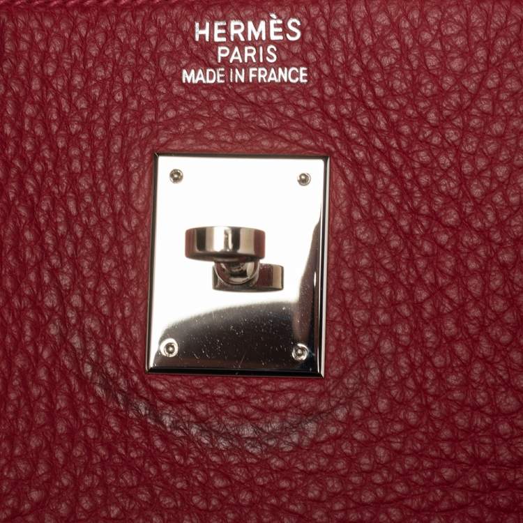 Pre Owned Hermes Rouge Vif Taurillon Clemence Leather Palladium Plated Birkin 40 Bag
