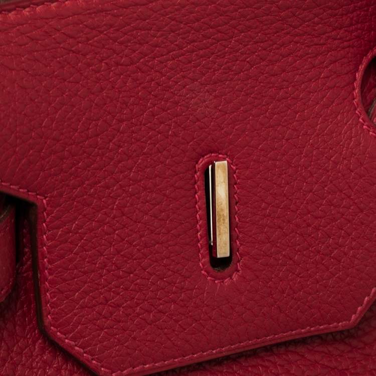 Pre Owned Hermes Rouge Vif Taurillon Clemence Leather Palladium Plated Birkin 40 Bag