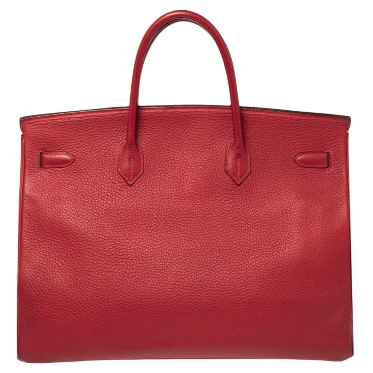 Pre Owned Hermes Rouge Vif Taurillon Clemence Leather Palladium Plated Birkin 40 Bag