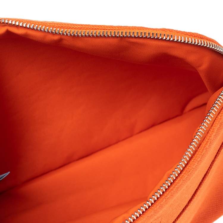 Pre Owned Hermes Orange Feu Canvas Bolide Mini Travel Case