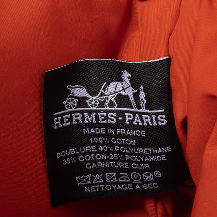 Pre Owned Hermes Orange Feu Canvas Bolide Mini Travel Case