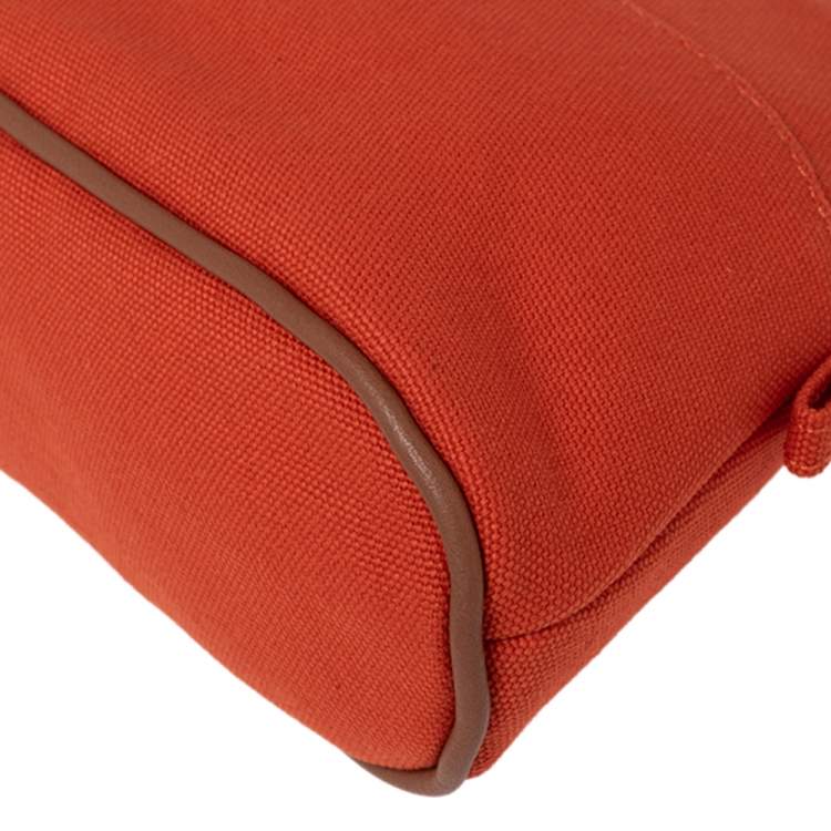 Pre Owned Hermes Orange Feu Canvas Bolide Mini Travel Case