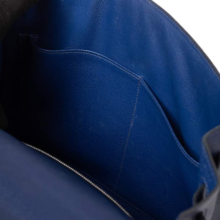 Pre Owned Hermes Blue Saphir Epsom Leather Palladium Plated Kelly Sellier 32 Bag