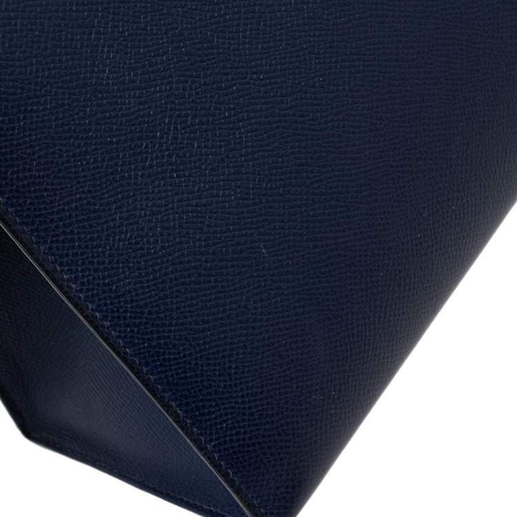 Pre Owned Hermes Blue Saphir Epsom Leather Palladium Plated Kelly Sellier 32 Bag