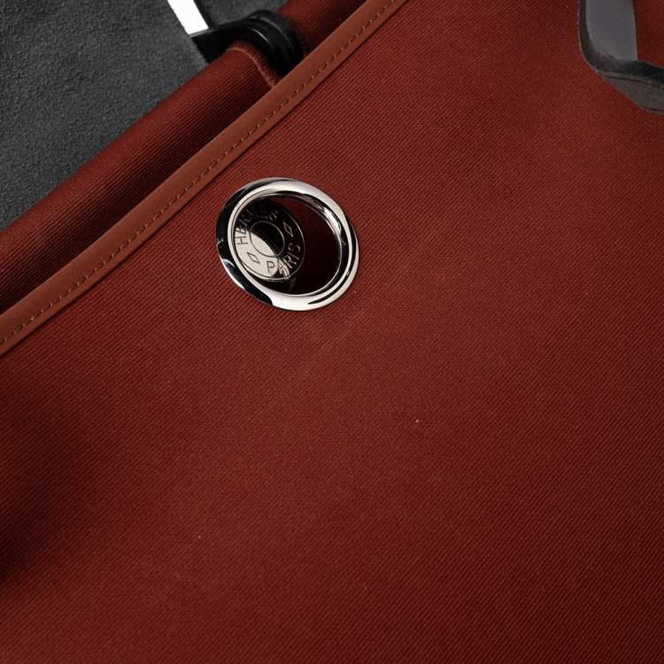 Pre Owned Hermes Noir/Rouge H Canvas and Leather Herbag Zip 31 Bag