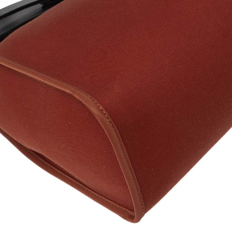 Pre Owned Hermes Noir/Rouge H Canvas and Leather Herbag Zip 31 Bag