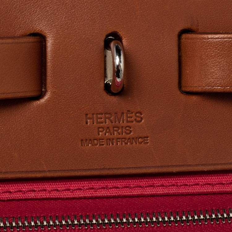 Pre Owned Hermes Bougainvillea/Fauve Canvas and Leather Herbag Zip 31 Bag