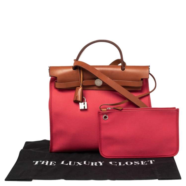 Pre Owned Hermes Bougainvillea/Fauve Canvas and Leather Herbag Zip 31 Bag