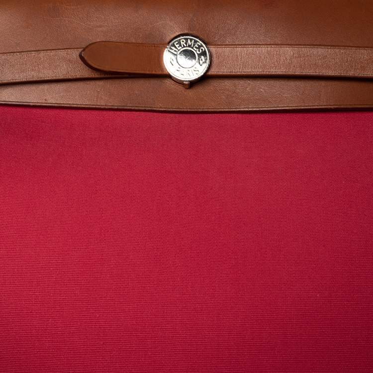 Pre Owned Hermes Bougainvillea/Fauve Canvas and Leather Herbag Zip 31 Bag