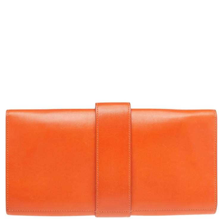 Pre Owned Hermes Orange Box Leather Medor 29 Clutch