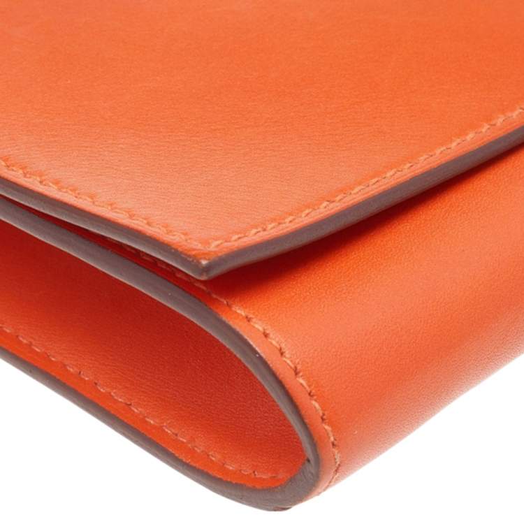 Pre Owned Hermes Orange Box Leather Medor 29 Clutch