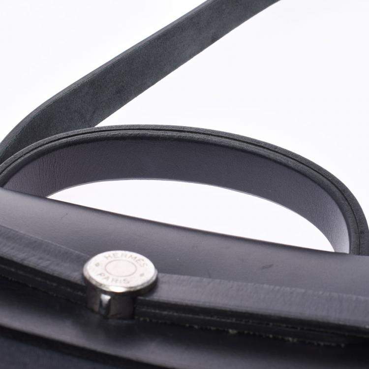 Pre Owned Hermes Black Toile Canvas Herbag MM Shoulder Bag