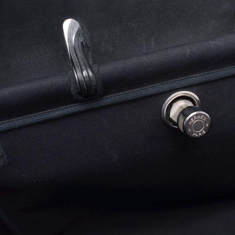 Pre Owned Hermes Black Toile Canvas Herbag MM Shoulder Bag