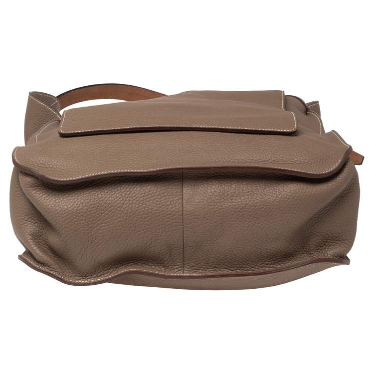 Pre Owned Hermes Etoupe Clemence Leather Palladium Hardware Marwari GM Bag