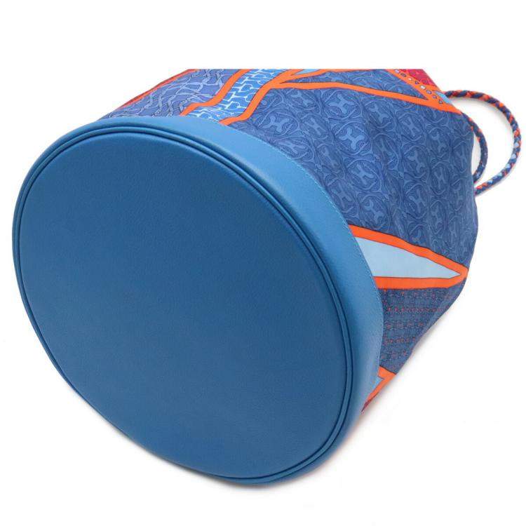 Pre Owned Hermes Blue Leather Silk Soi Cool Backpack