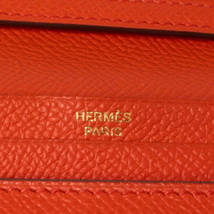 Pre Owned Hermes Feu Epsom Leather Bearn Tri-Fold Wallet