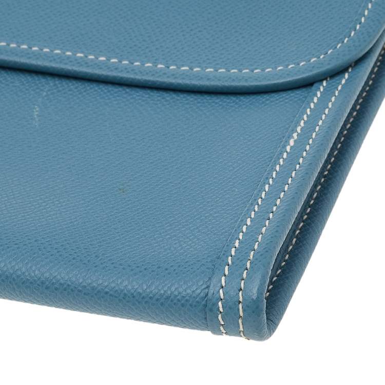 Pre Owned Hermés Bleu Jean Epsom Leather Elan Jige 29 Clutch