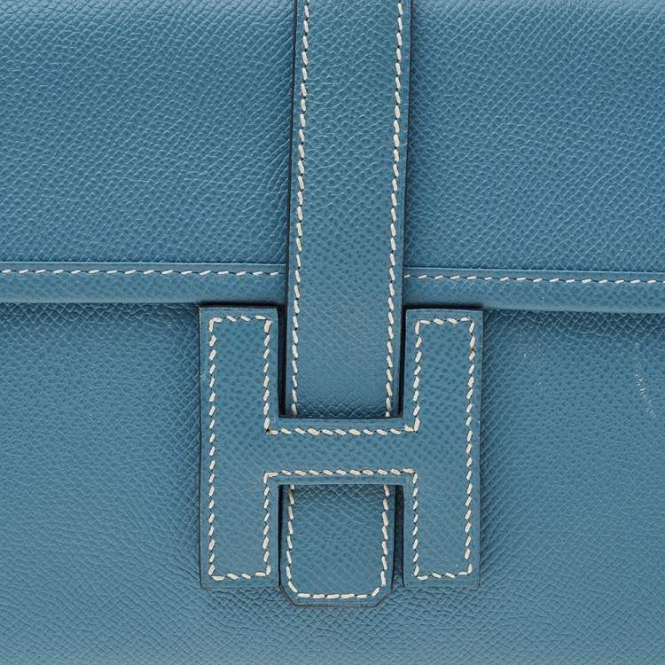 Pre Owned Hermés Bleu Jean Epsom Leather Elan Jige 29 Clutch