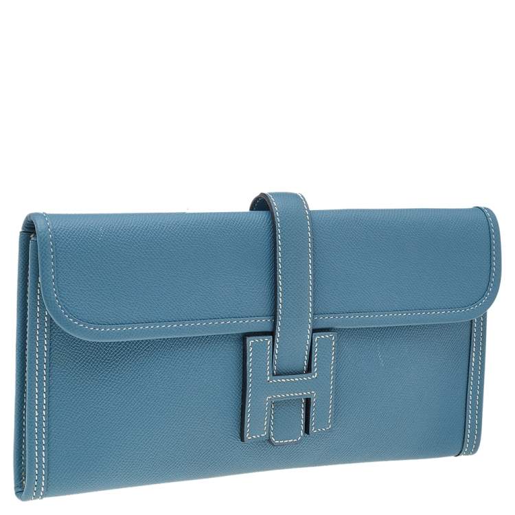 Pre Owned Hermés Bleu Jean Epsom Leather Elan Jige 29 Clutch