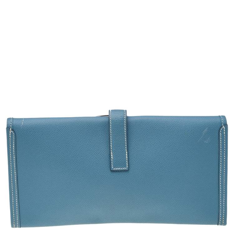 Pre Owned Hermés Bleu Jean Epsom Leather Elan Jige 29 Clutch