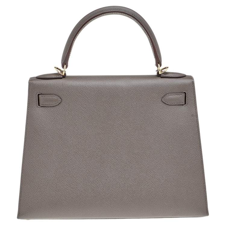 Pre Owned Hermes Etain Epsom Leather Gold Finish Kelly Sellier 28 Bag