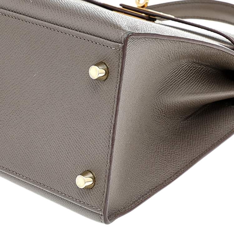 Pre Owned Hermes Etain Epsom Leather Gold Finish Kelly Sellier 28 Bag