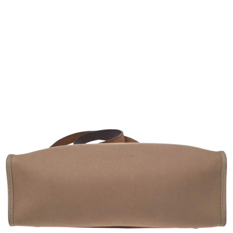 Pre Owned Hermes Etoupe/Ebene Canvas and Leather Herbag Zip 31 Bag