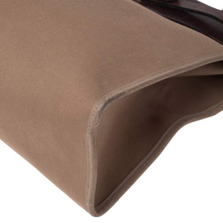 Pre Owned Hermes Etoupe/Ebene Canvas and Leather Herbag Zip 31 Bag