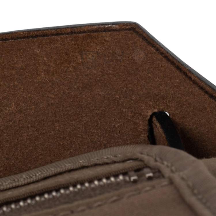 Pre Owned Hermes Etoupe/Ebene Canvas and Leather Herbag Zip 31 Bag