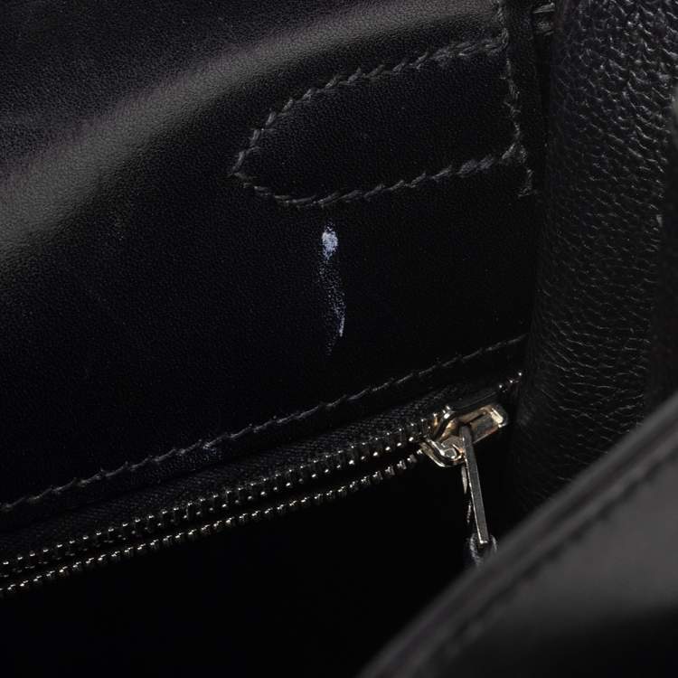 Pre Owned Hermes Black Box Leather Black Hardware So Black Kelly Retourne 35 Bag
