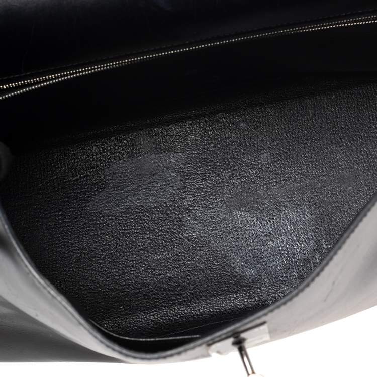 Pre Owned Hermes Black Box Leather Black Hardware So Black Kelly Retourne 35 Bag