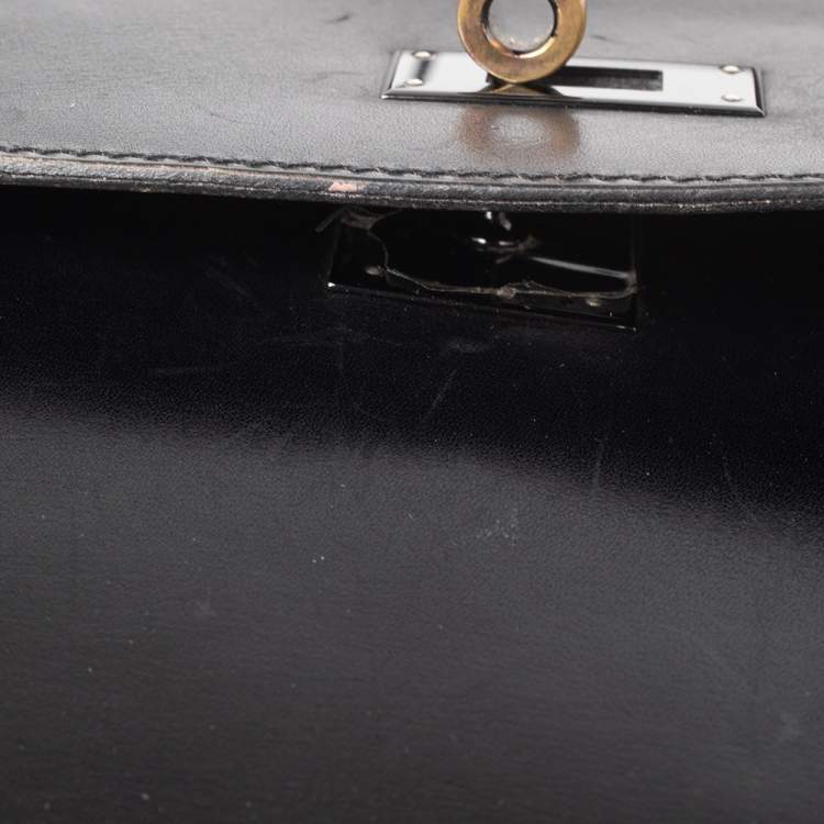 Pre Owned Hermes Black Box Leather Black Hardware So Black Kelly Retourne 35 Bag