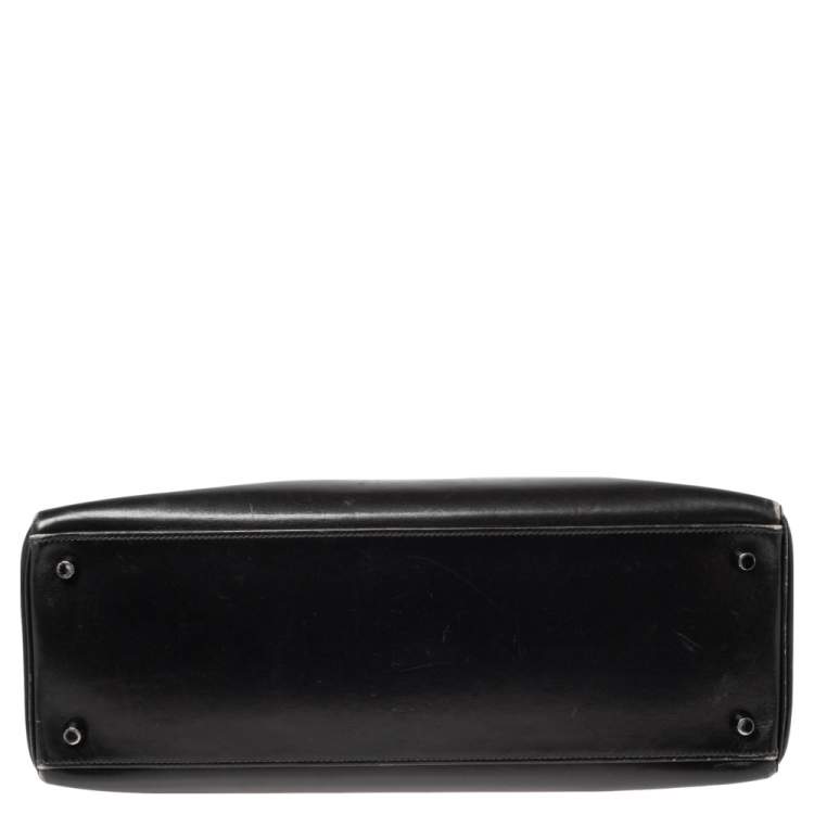 Pre Owned Hermes Black Box Leather Black Hardware So Black Kelly Retourne 35 Bag