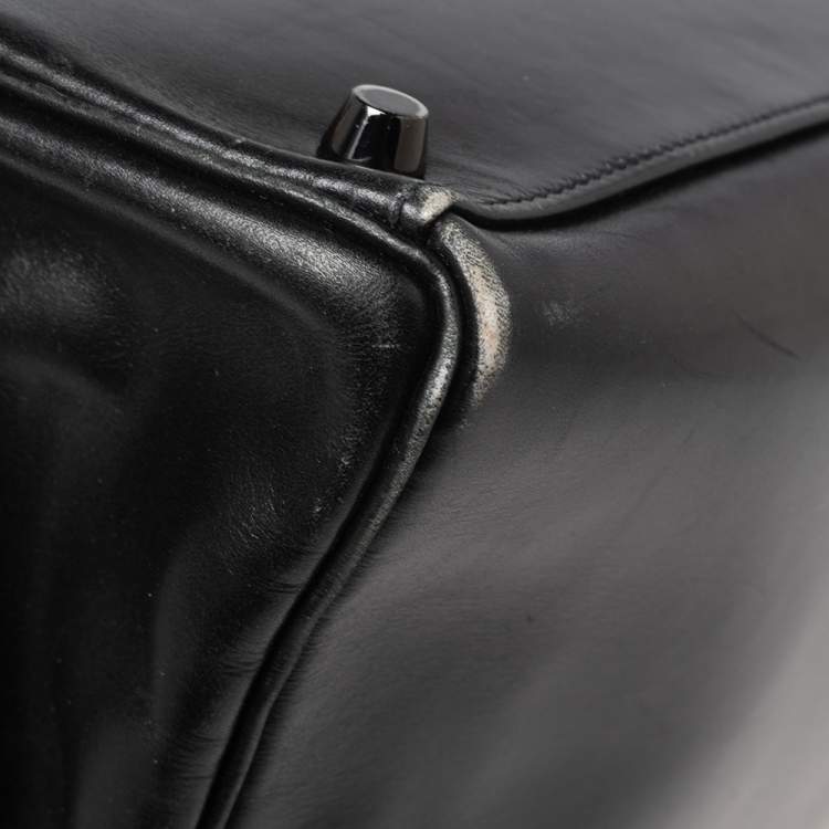Pre Owned Hermes Black Box Leather Black Hardware So Black Kelly Retourne 35 Bag