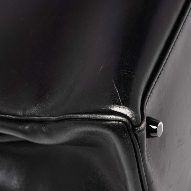 Pre Owned Hermes Black Box Leather Black Hardware So Black Kelly Retourne 35 Bag