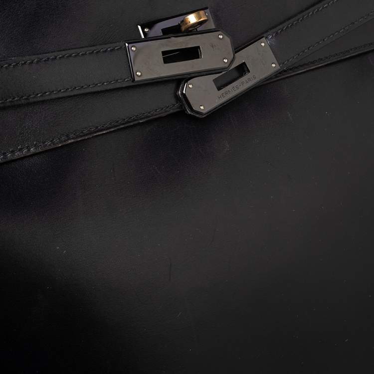 Pre Owned Hermes Black Box Leather Black Hardware So Black Kelly Retourne 35 Bag