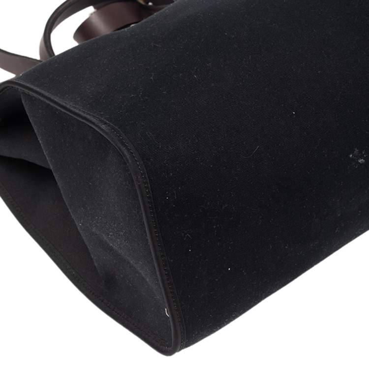 مملوكة مسبقًا Hermes Black/Cacao Canvas and Leather Herbag Zip 39 Bag