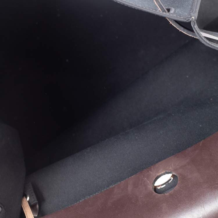مملوكة مسبقًا Hermes Black/Cacao Canvas and Leather Herbag Zip 39 Bag