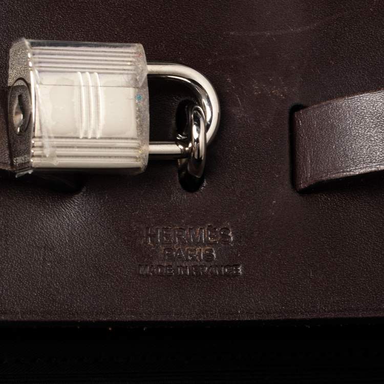 مملوكة مسبقًا Hermes Black/Cacao Canvas and Leather Herbag Zip 39 Bag
