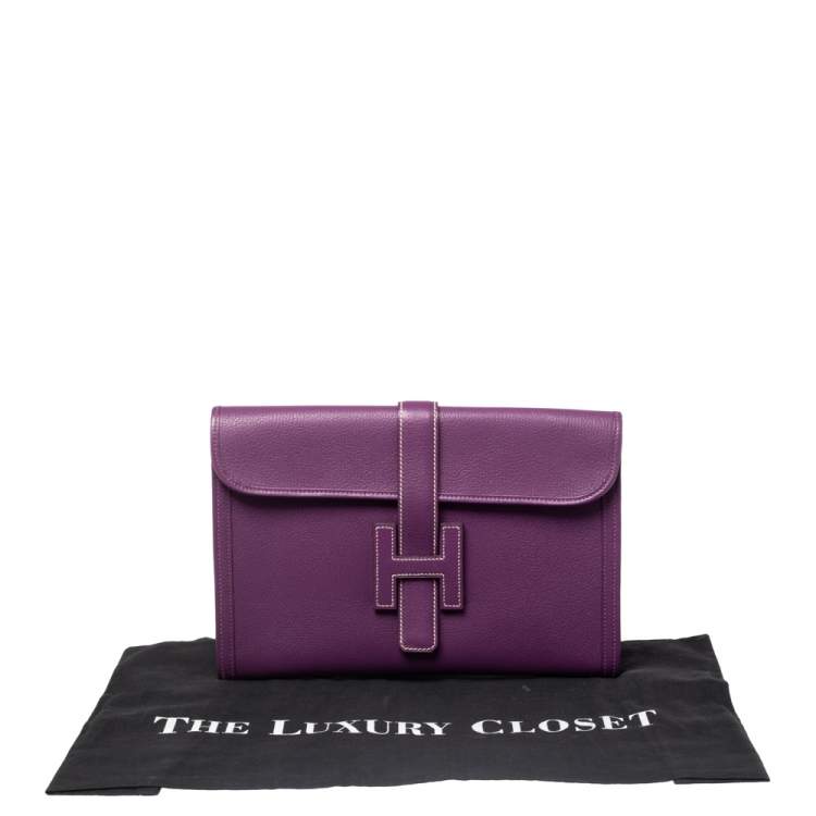 Pre Owned Hermes Anemone Chevre Mysore Leather Elan Jige 29 Clutch