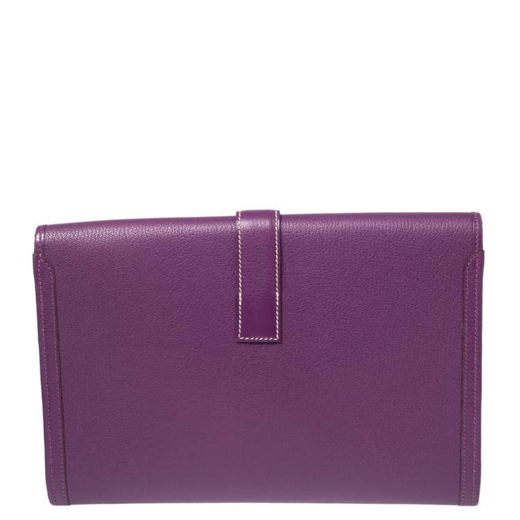 Pre Owned Hermes Anemone Chevre Mysore Leather Elan Jige 29 Clutch