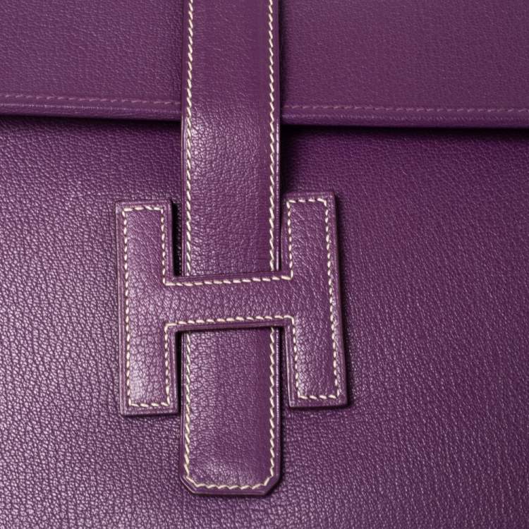 Pre Owned Hermes Anemone Chevre Mysore Leather Elan Jige 29 Clutch