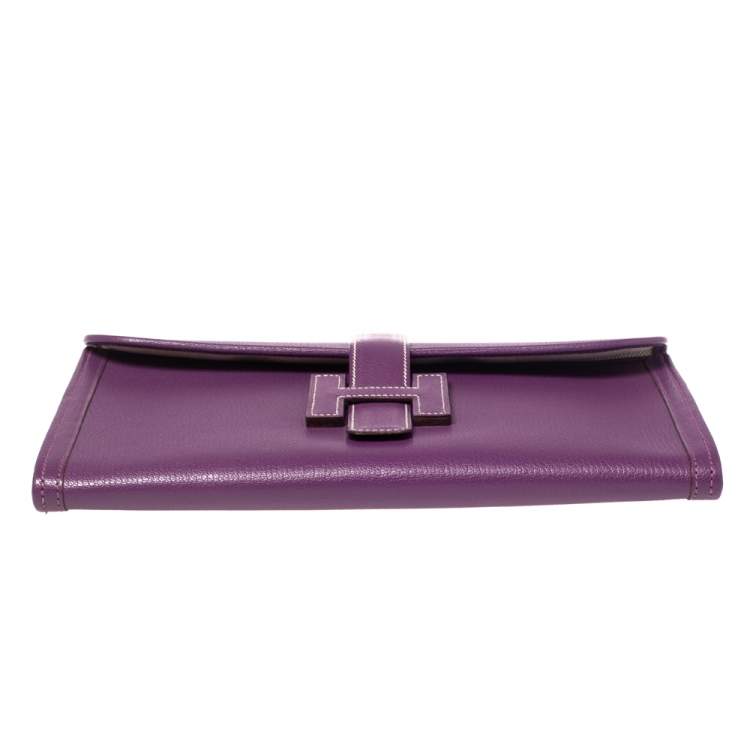 Pre Owned Hermes Anemone Chevre Mysore Leather Elan Jige 29 Clutch