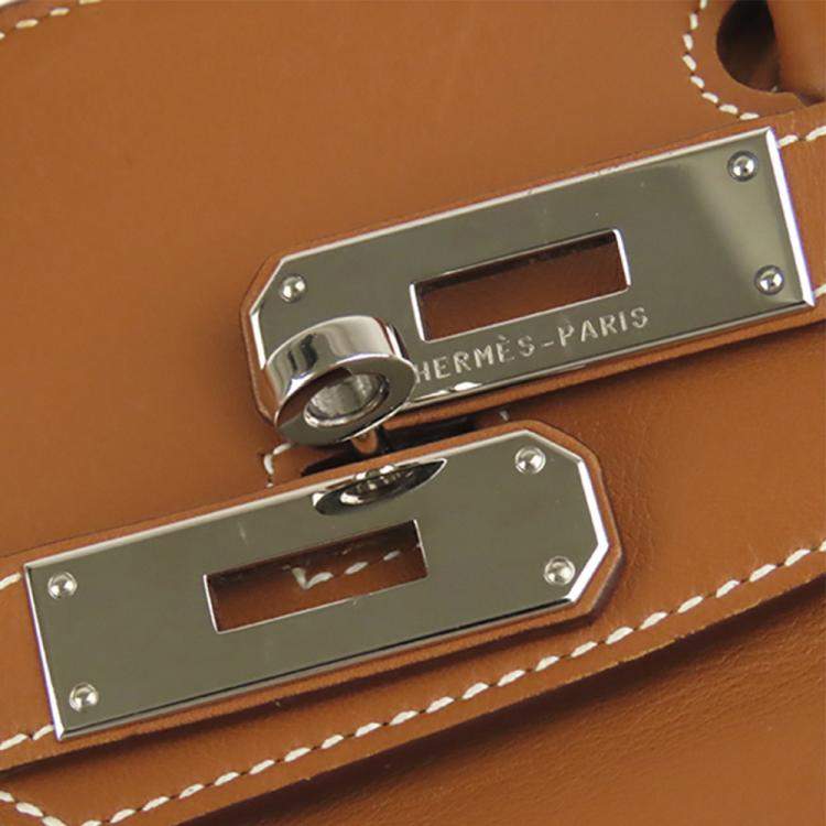 Pre Owned Hermes Brown Swift Leather Palladium Hardware Birkin 30 Bag 