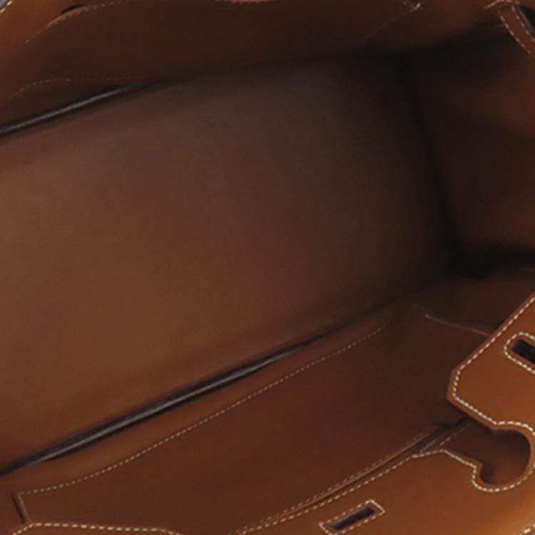 Pre Owned Hermes Brown Swift Leather Palladium Hardware Birkin 30 Bag 