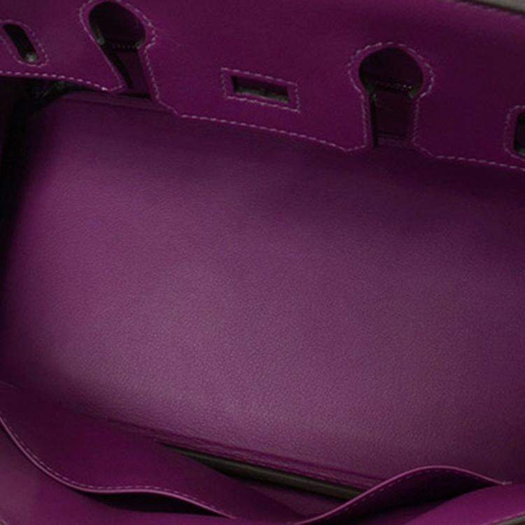 Hermes Purple Swift Leather Palladium Hardware Birkin 25 Bag Hermes