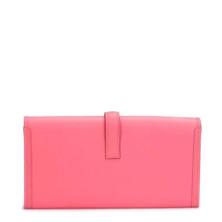 Pre Owned Hermes Pink Leather Elan Jige 29 Clutch Bag 