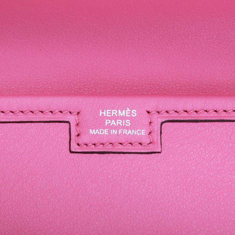 Pre Owned Hermes Pink Leather Elan Jige 29 Clutch Bag 