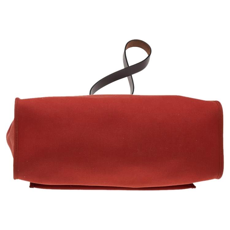 مملوكة مسبقًا Hermes Brick Red/Moka Canvas and Leather Herbag Zip 39 Bag
